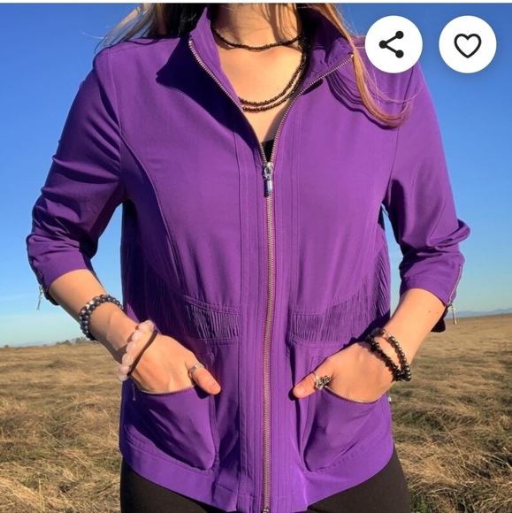 Zenergy Chicos Womens Athletic jacket coat size XL 3 zip up Purple lightweight - Picture 3 of 9